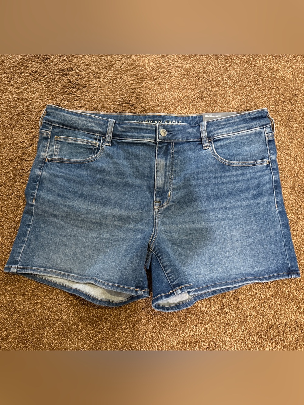 American Eagle Dark Blue Midi Denim Shorts